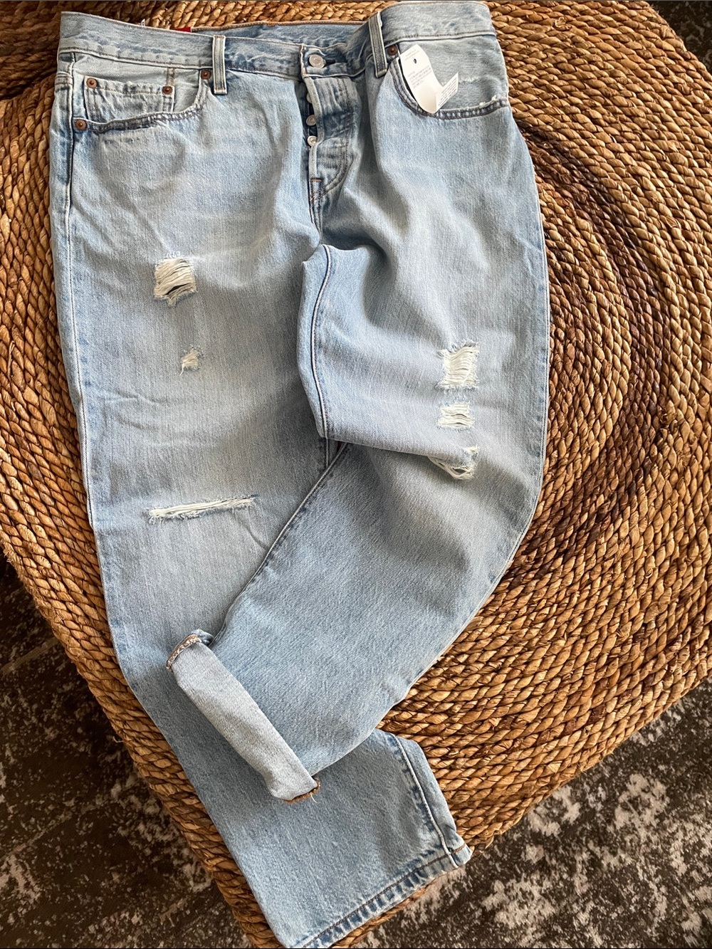 Levi's Light Wash Distressed Boyfriend Jeans